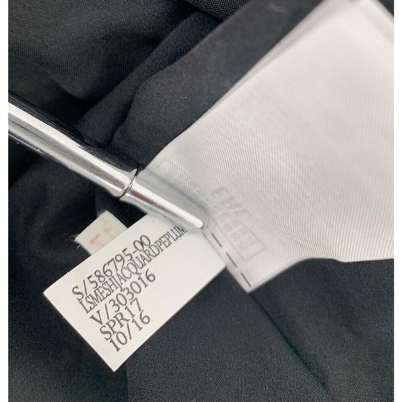 Banana Republic Black Mesh Peplum Long Sleeve Blouse M - Picture 9 of 13